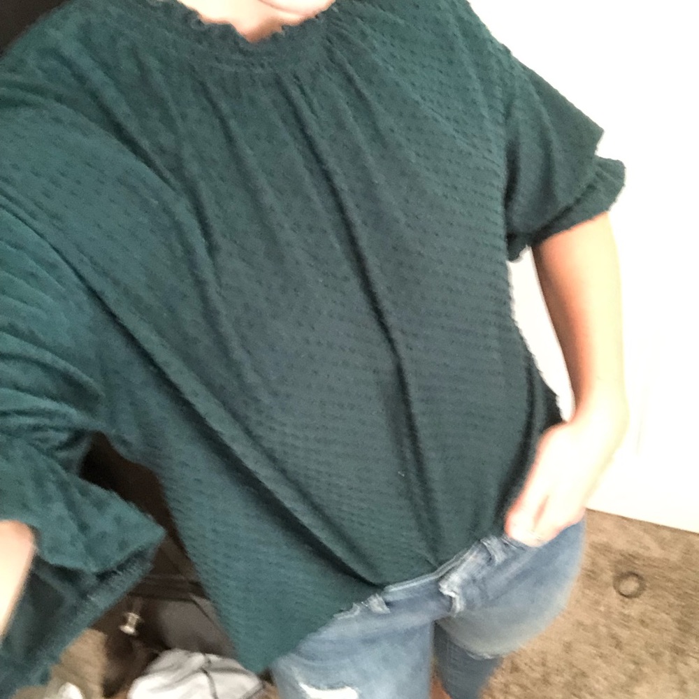 Madewell forest green blouse